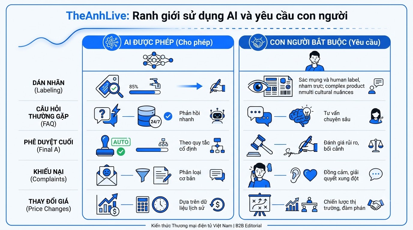 Ma trận quyền AI Fanpage: việc được / cấm / người giữ