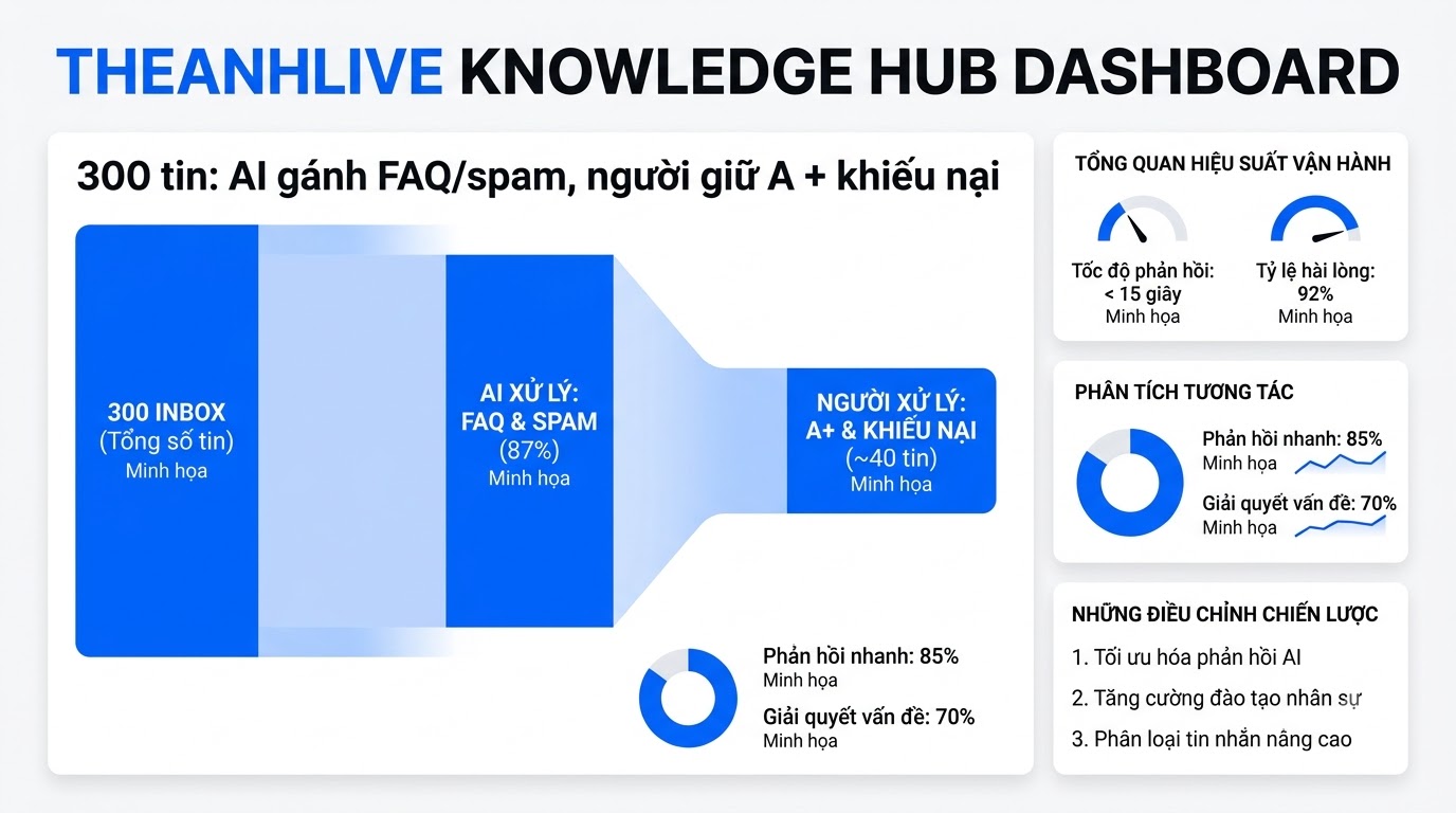 Phân bổ 300 inbox/ngày: AI gánh FAQ, người giữ tin A
