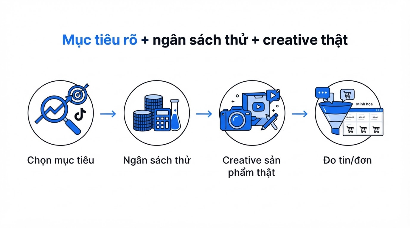 Facebook Ads cho shop: mục tiêu → ngân sách thử → creative thật
