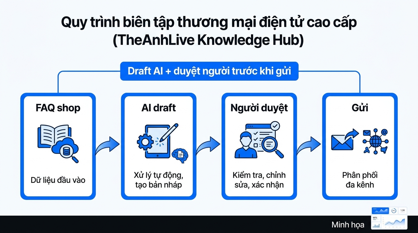 AI inbox draft → người duyệt → mới gửi