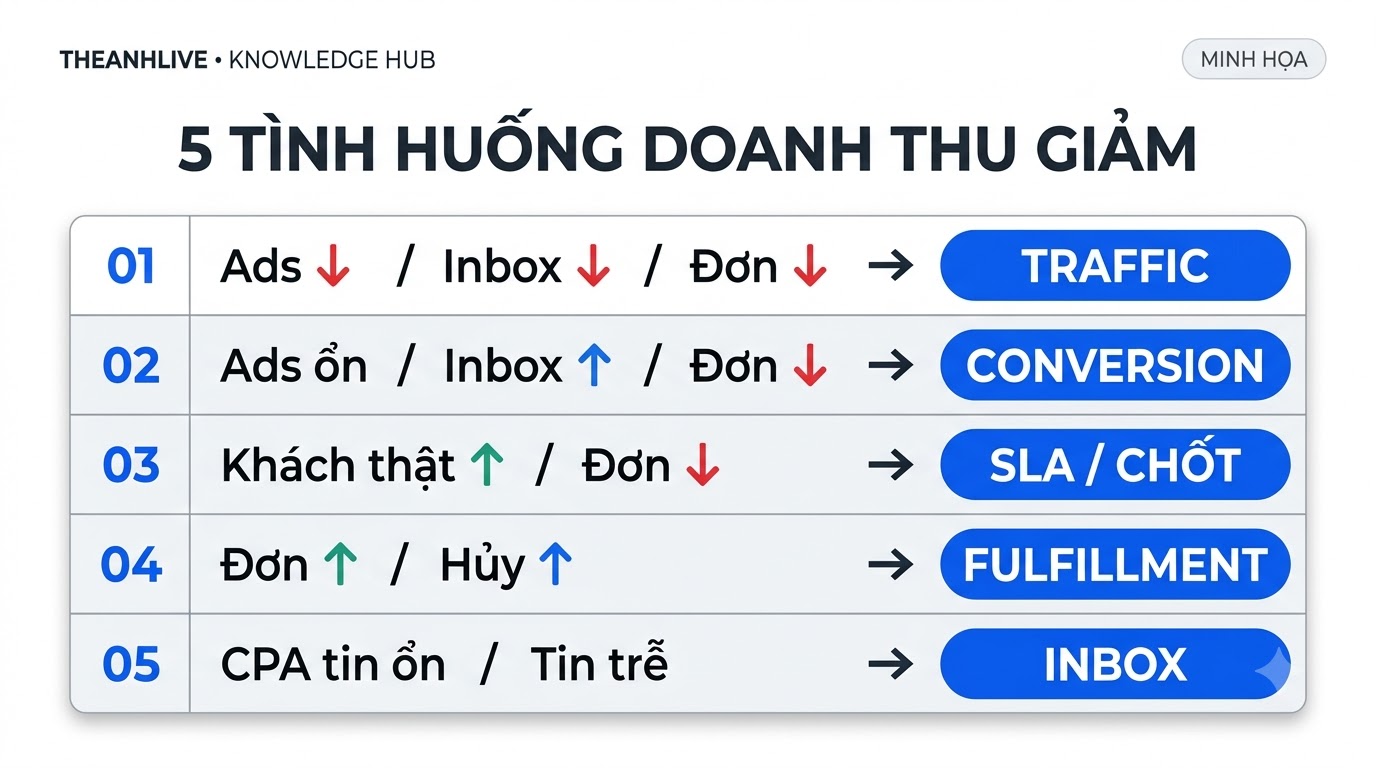 Năm tình huống doanh thu giảm và ưu tiên kiểm tra