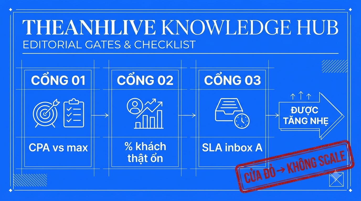 Cửa scale: CPA vs max · % khách thật · SLA inbox
