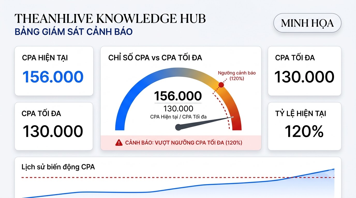 Alert khi CPA > ngưỡng gắn CPA Ads max (ví dụ 120%)” loading=”lazy” width=”1200″ height=”675″ /><figcaption class=