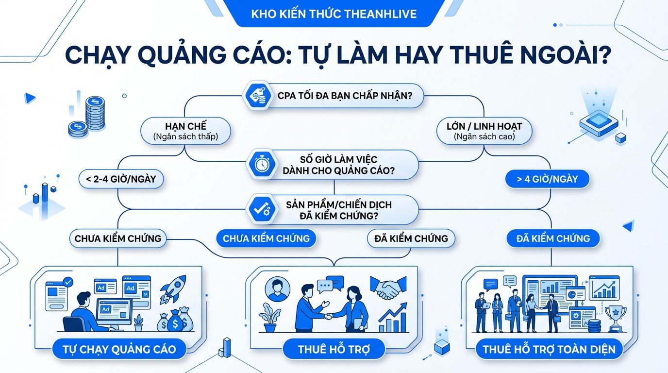 Cây quyết định: tự chạy Ads hay thuê hỗ trợ