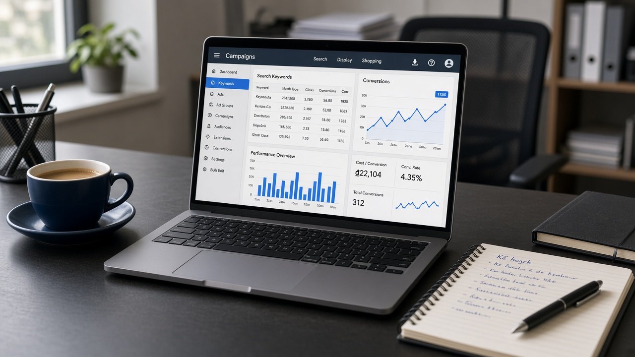 Dashboard quảng cáo Google cho shop